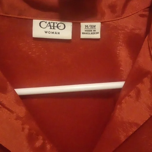 Cato Elegant Office Burn Orange Button Down Blouse - Size 14/16W - Picture 2 of 4